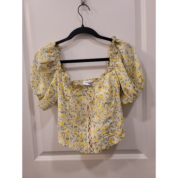 ASTR the Label Yellow Floral Corset Crop Top - Picture 2 of 9